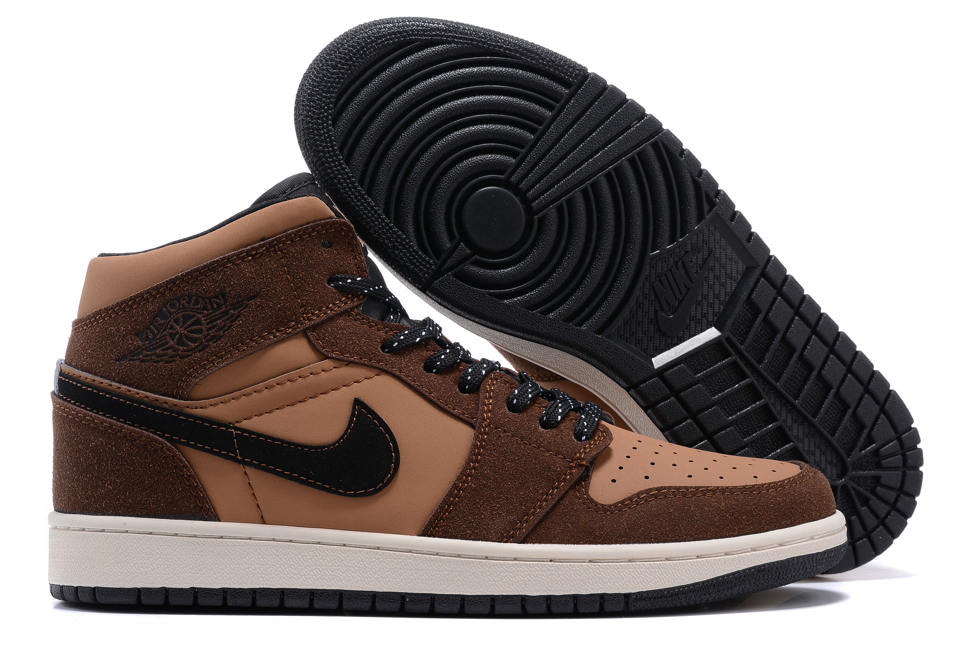 2022 Men Air Jordan 1 Brown Black Shoes